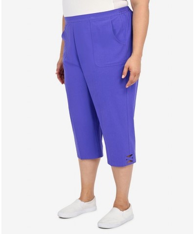 Plus Size Criss Cross Structured Capri Pants Purple $34.93 Pants