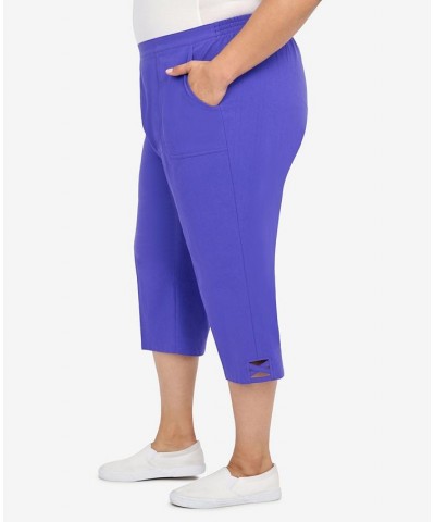 Plus Size Criss Cross Structured Capri Pants Purple $34.93 Pants