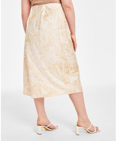 Trendy Plus Size Satin Slip Skirt Tan/Beige $14.49 Skirts