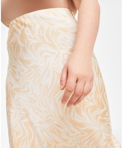 Trendy Plus Size Satin Slip Skirt Tan/Beige $14.49 Skirts