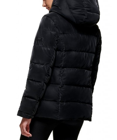 Women's Hooded Shine Puffer Coat Black $72.00 Coats