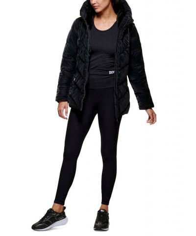 Women's Hooded Shine Puffer Coat Black $72.00 Coats