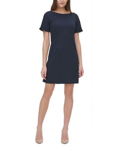 Petite Ruffle-Sleeve Dress Blue $51.23 Dresses
