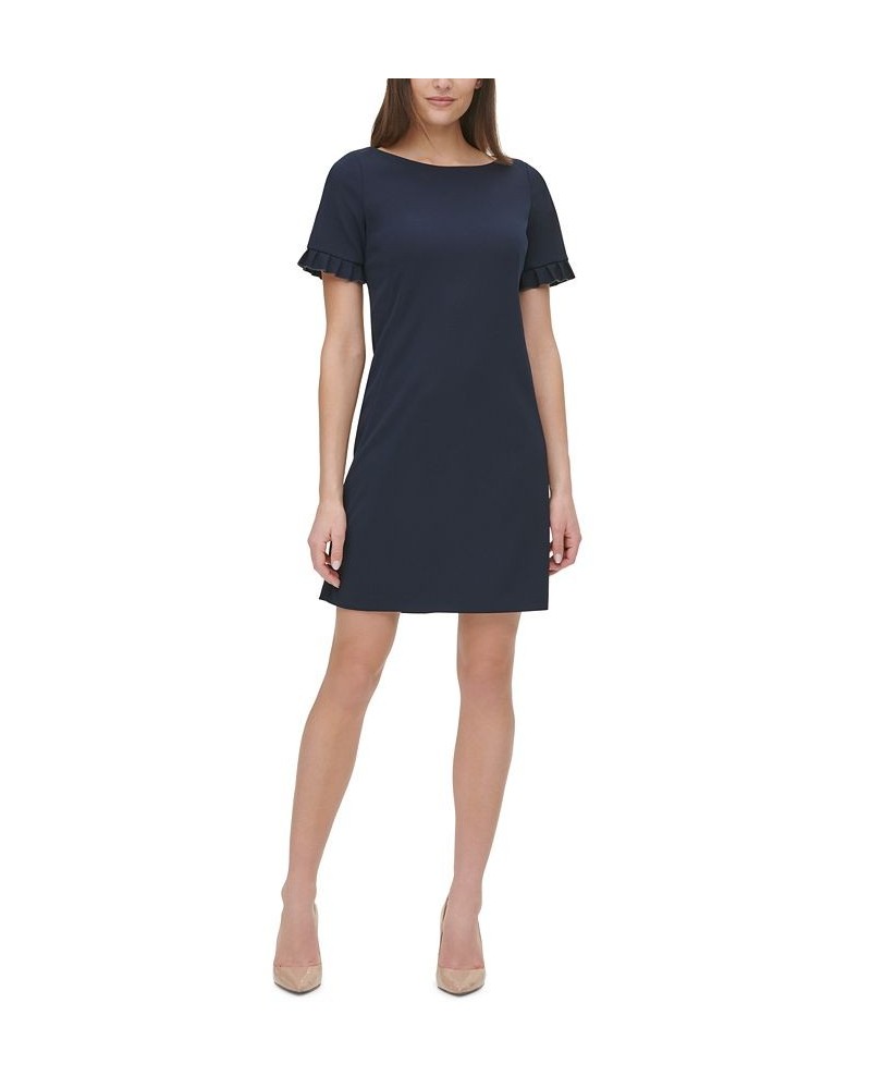 Petite Ruffle-Sleeve Dress Blue $51.23 Dresses