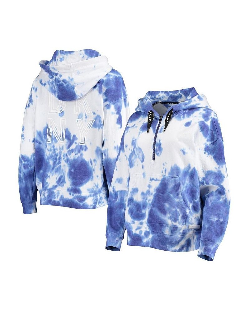 Women's White and Royal Los Angeles Dodgers Dakota Tie-Dye Half-Zip Hoodie White, Royal $50.40 Sweatshirts