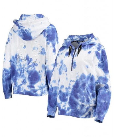 Women's White and Royal Los Angeles Dodgers Dakota Tie-Dye Half-Zip Hoodie White, Royal $50.40 Sweatshirts