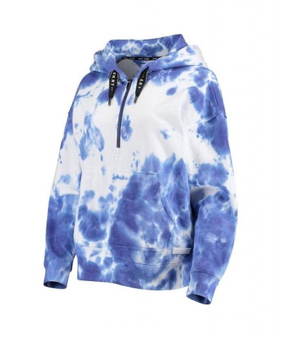 Women's White and Royal Los Angeles Dodgers Dakota Tie-Dye Half-Zip Hoodie White, Royal $50.40 Sweatshirts