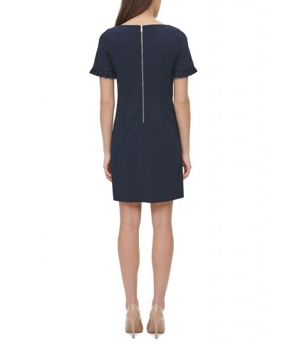 Petite Ruffle-Sleeve Dress Blue $51.23 Dresses