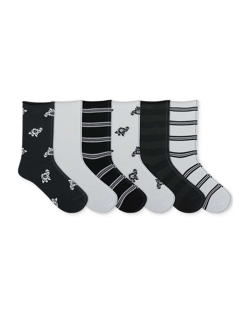 Women's 6-Pk. Tropical Floral Roll-Top Socks Black Assorted $18.02 Socks