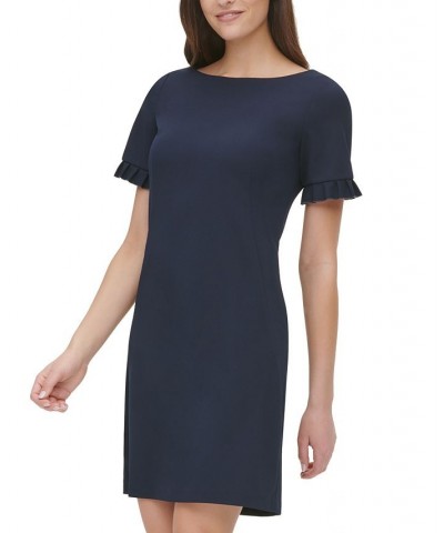 Petite Ruffle-Sleeve Dress Blue $51.23 Dresses