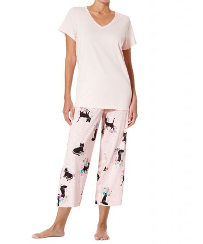 Women's Sitting Pretty Kitty Capri Pajama Pants Lotus $16.66 Sleepwear