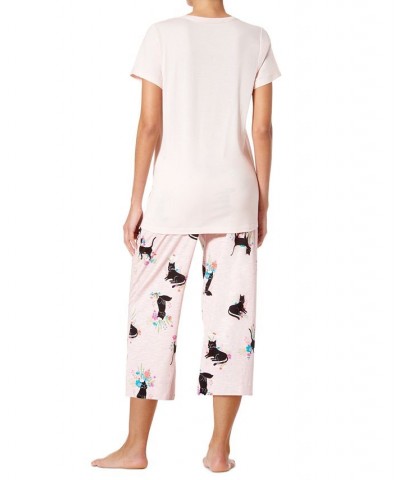 Women's Sitting Pretty Kitty Capri Pajama Pants Lotus $16.66 Sleepwear