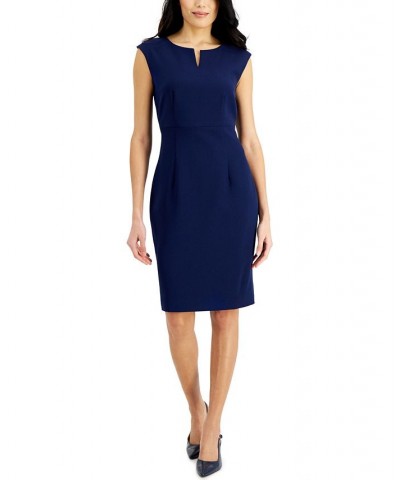 Notched-Neck Sheath Dress Blue $28.61 Dresses