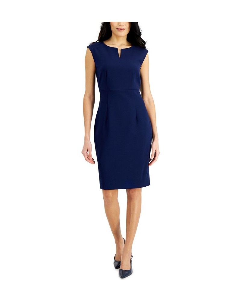 Notched-Neck Sheath Dress Blue $28.61 Dresses