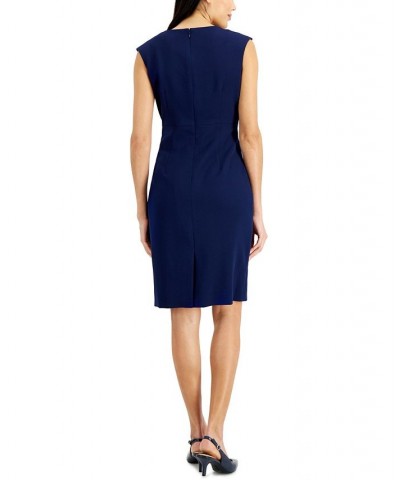 Notched-Neck Sheath Dress Blue $28.61 Dresses