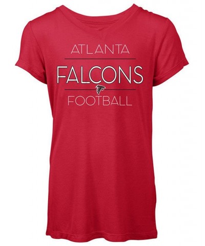 Women's Atlanta Falcons Rayon V T-Shirt Red $17.20 Tops