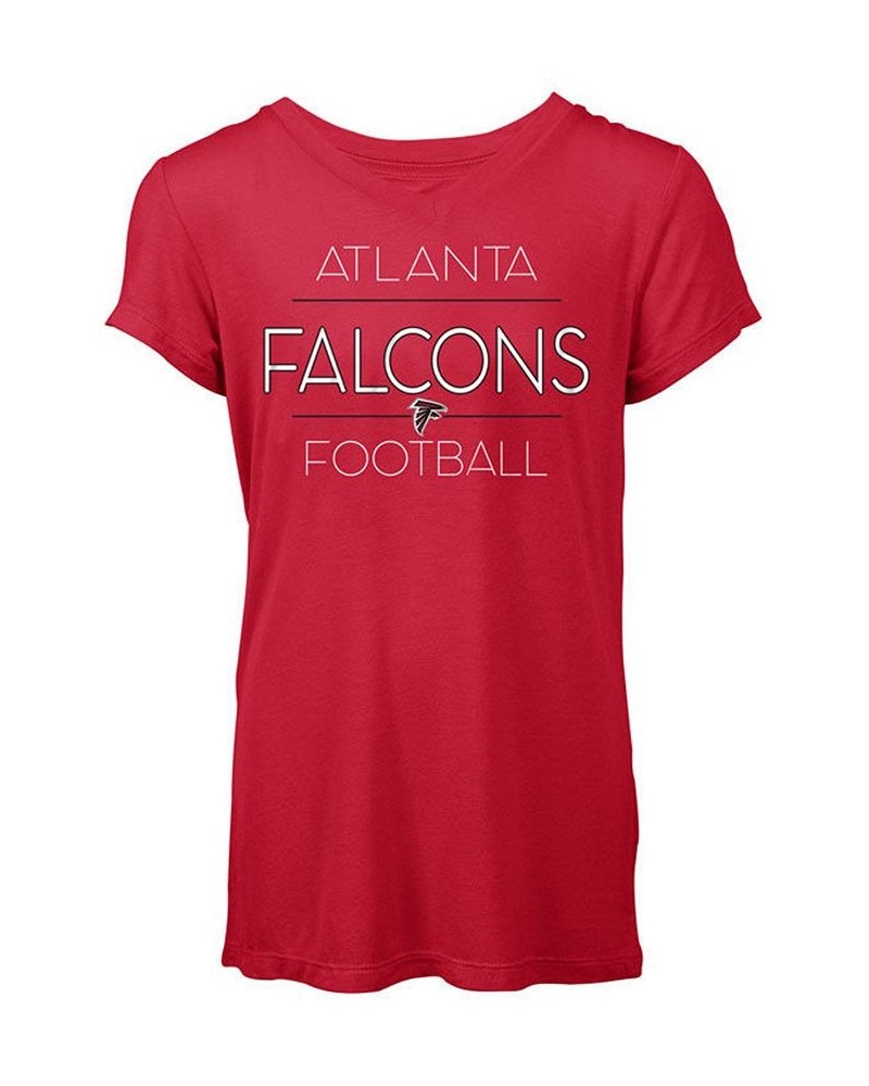 Women's Atlanta Falcons Rayon V T-Shirt Red $17.20 Tops