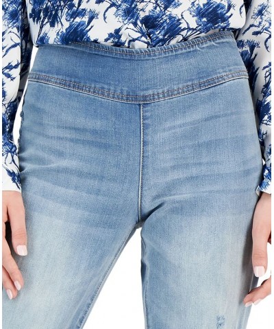 Women's Mid Rise Straight-Leg Pull-On Jeans Light Indigo $25.99 Jeans