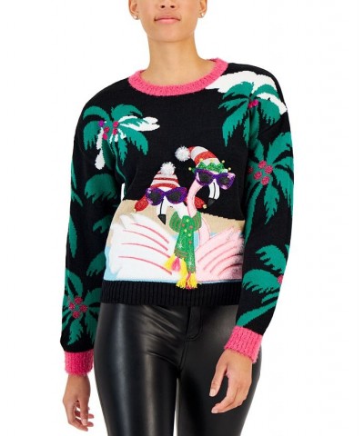 Juniors' Sequined Embroidered Sweater Black $16.83 Sweaters