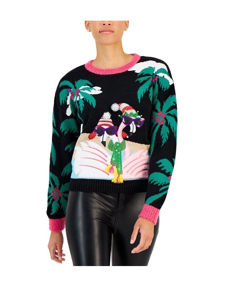 Juniors' Sequined Embroidered Sweater Black $16.83 Sweaters