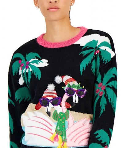 Juniors' Sequined Embroidered Sweater Black $16.83 Sweaters