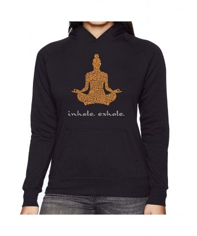 Women's Word Art Hooded Sweatshirt -Inhale Exhale Black $35.99 Sweatshirts