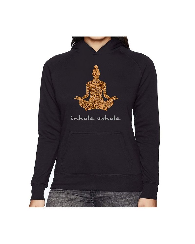 Women's Word Art Hooded Sweatshirt -Inhale Exhale Black $35.99 Sweatshirts