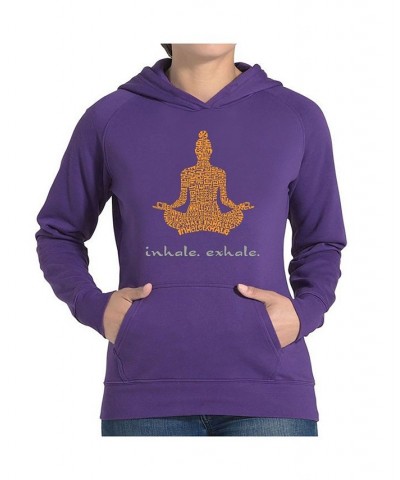 Women's Word Art Hooded Sweatshirt -Inhale Exhale Black $35.99 Sweatshirts