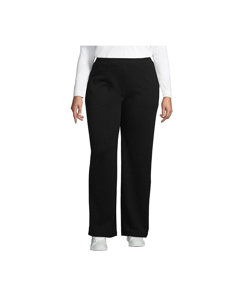 Women's Plus Size High Rise Serious Sweats Wide Leg Sweatpants Black $31.48 Pants