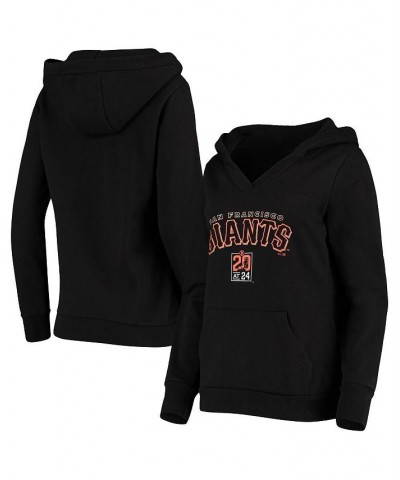 Women's Branded Black San Francisco Giants 20 at 24 Classic Defend V-Neck Pullover Hoodie Black $31.50 Sweatshirts