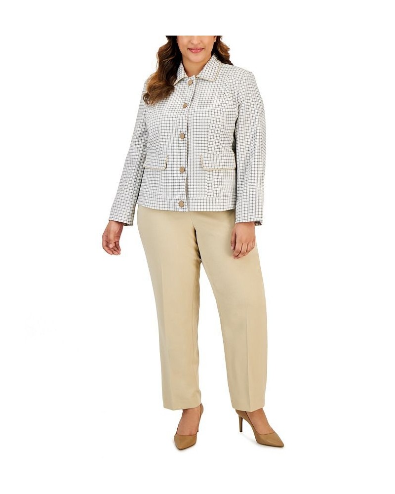 Plus Size Five-Button Jacket & Slim Pants Tan/Beige $140.80 Suits