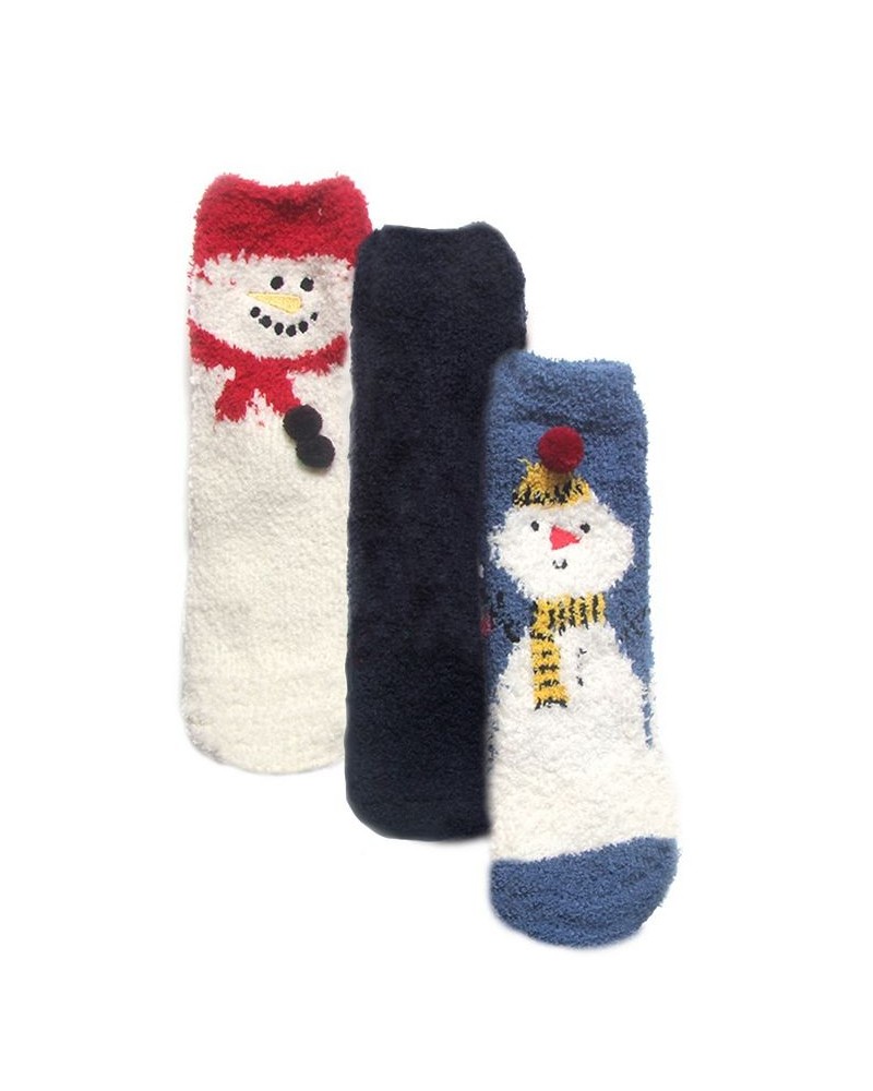 Women's Three Pair Pack Cozy Socks Multi - Snowman $17.48 Socks