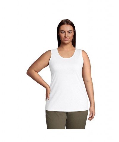 Women's Plus Size Supima Cotton Scoop Neck Tunic Tank Top White $20.19 Tops