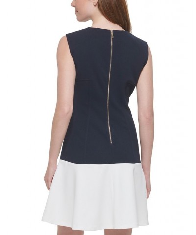 Women's Drop-Waist Button-Trim Dress Blue $25.37 Dresses