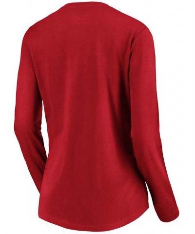 Women's Red Arizona Diamondbacks Victory Script V-Neck Long Sleeve T-shirt Red $23.39 Tops