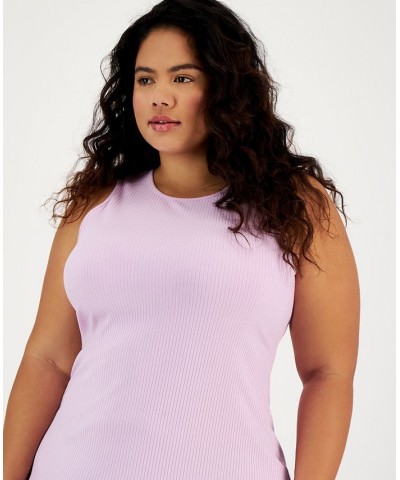 Plus Size Crewneck Knit Midi Dress Purple $20.30 Dresses