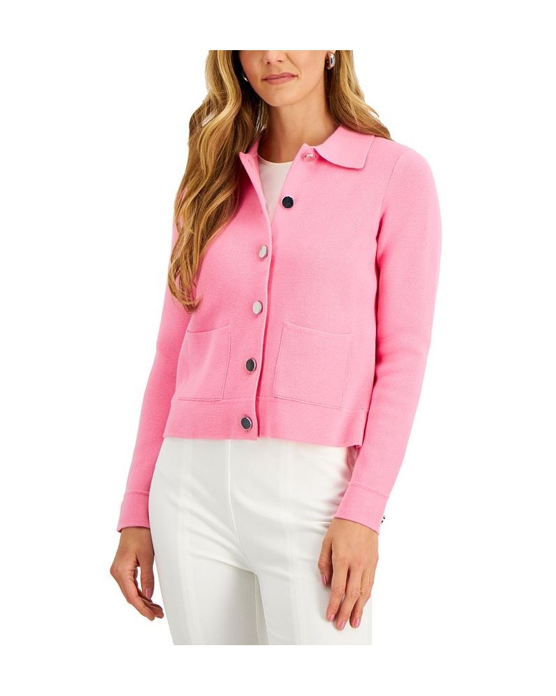 Women's Cropped Sweater Blazer Pink $20.48 Jackets