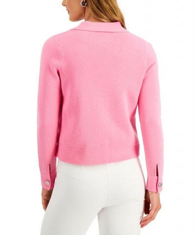 Women's Cropped Sweater Blazer Pink $20.48 Jackets