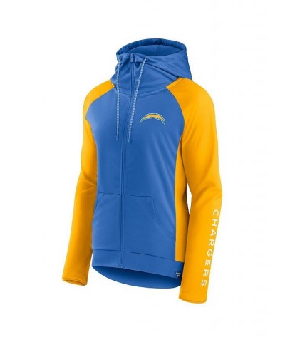 Women's Branded Powder Blue Gold Los Angeles Chargers End Around Raglan Full-Zip Hoodie Blue $29.28 Sweatshirts