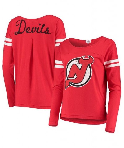 Women's by Alyssa Milano Red New Jersey Devils Free Agent Long Sleeve T-shirt Red $21.83 Tops