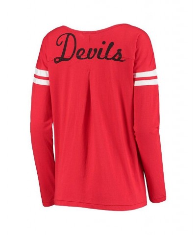 Women's by Alyssa Milano Red New Jersey Devils Free Agent Long Sleeve T-shirt Red $21.83 Tops