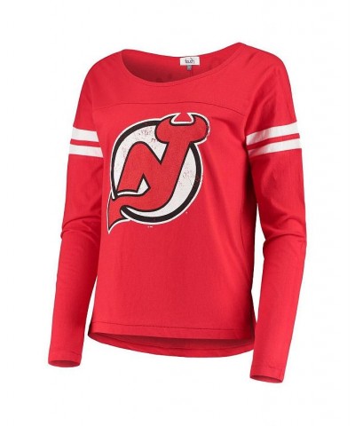 Women's by Alyssa Milano Red New Jersey Devils Free Agent Long Sleeve T-shirt Red $21.83 Tops