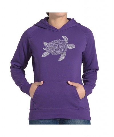 Women's Word Art Hooded Sweatshirt -Turtle Purple $35.99 Sweatshirts