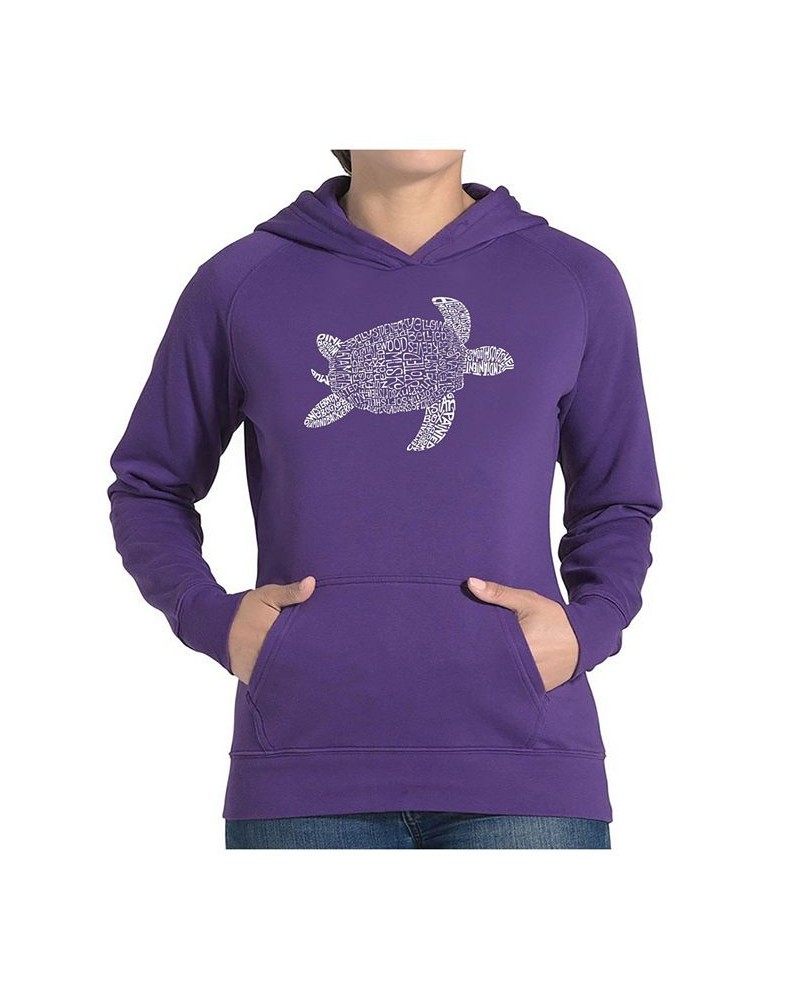 Women's Word Art Hooded Sweatshirt -Turtle Purple $35.99 Sweatshirts