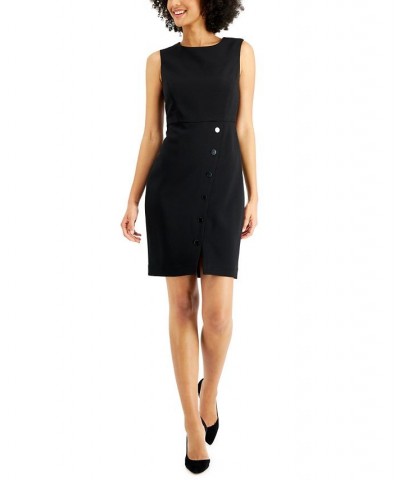 Petite Snap-Front Sheath Dress Black $25.99 Dresses