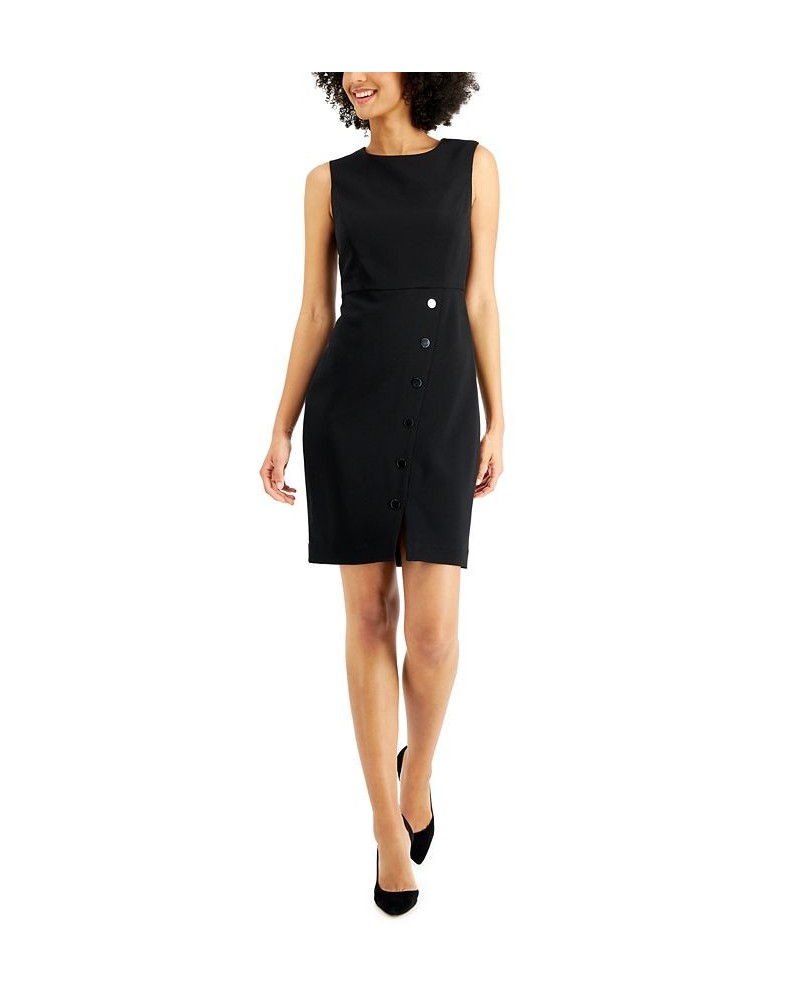 Petite Snap-Front Sheath Dress Black $25.99 Dresses