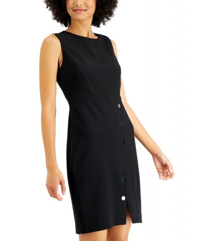 Petite Snap-Front Sheath Dress Black $25.99 Dresses