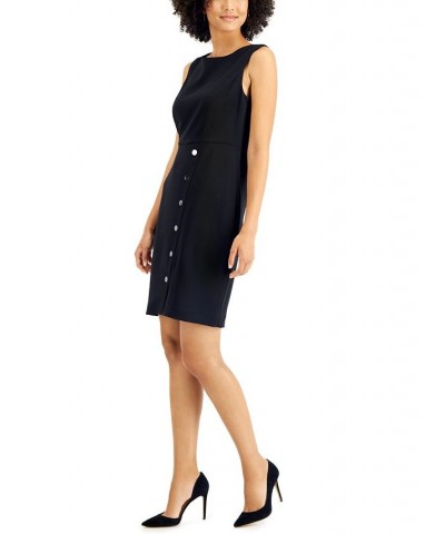 Petite Snap-Front Sheath Dress Black $25.99 Dresses