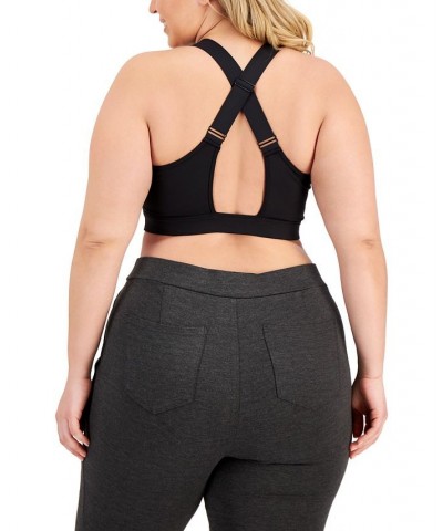 Plus Size High-Impact Zip-Front Sports Bra Black $14.27 Bras