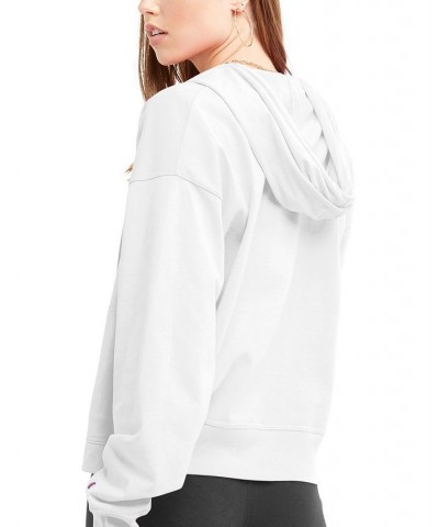 Women's Long-Sleeve Zip-Front T-Shirt Hoodie White $20.56 Tops